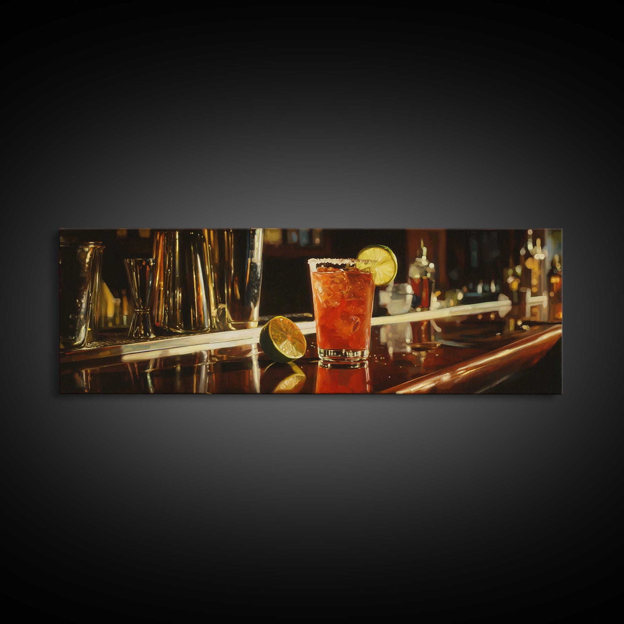 Classic Margarita with Salt Rim and Lime Canvas Print, Bar Art, Bar Sign, Bar Decor, Fine Art, Coffee Bar, Cocktail Wall Art, BAR-3x1-75