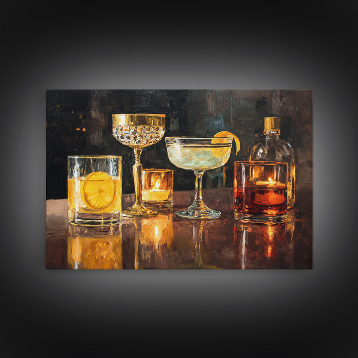 Champagne Coupe Tower Framed Canvas Print, Bar Art, Bar, Bar Decor, Fine Art, Living Room Art, Coffee Bar, Cocktail Wall Art, BAR-3x2-14