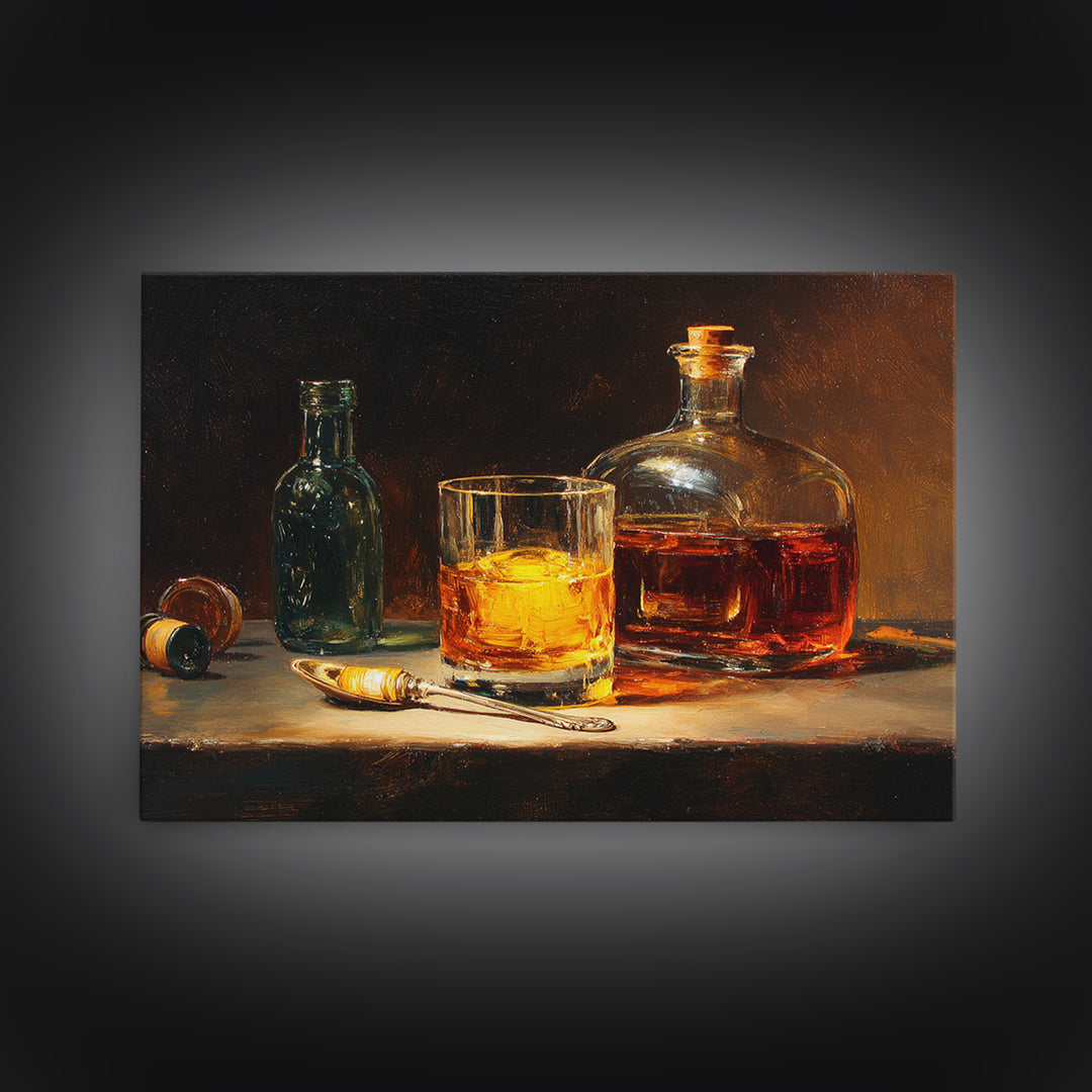 Orange Bitters and Bar Spoon Still Life Framed Canvas Print, Bar Art, Coffee Bar, Bar Decor, Abstract Art, Room Decor, BAR-3x2-25