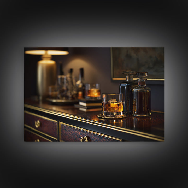 Midnight Manhattan Cocktail Framed Canvas Print, Bar Art, Bar Signs, Bar Decor, Fine Art, Modern Decor, Fine Art Print, BAR-3x2-28