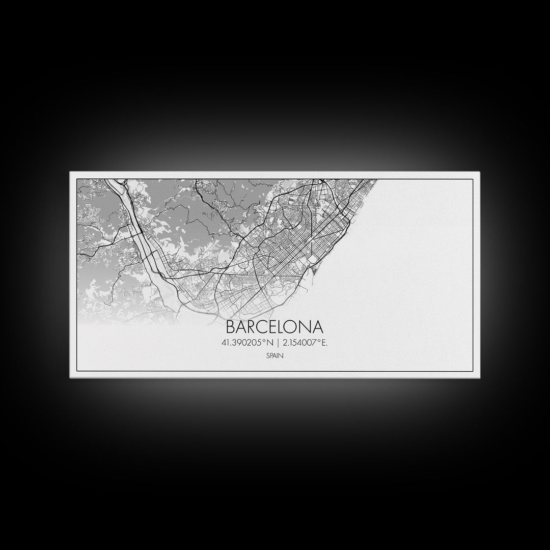 Barcelona Street Map, Spain Map, Map Print, Modern Art, Wall Art, Canvas Print, Gift Idea, Apartment Décor Aesthetic, Travel Wall Hanging