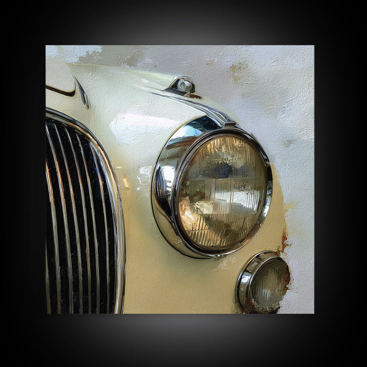 Classic Car Front Grill Closeup Canvas Print, Basement Art, Digital Art Download, Living Room Decor, Oil Painting, Retreat, BAS-1x1-22