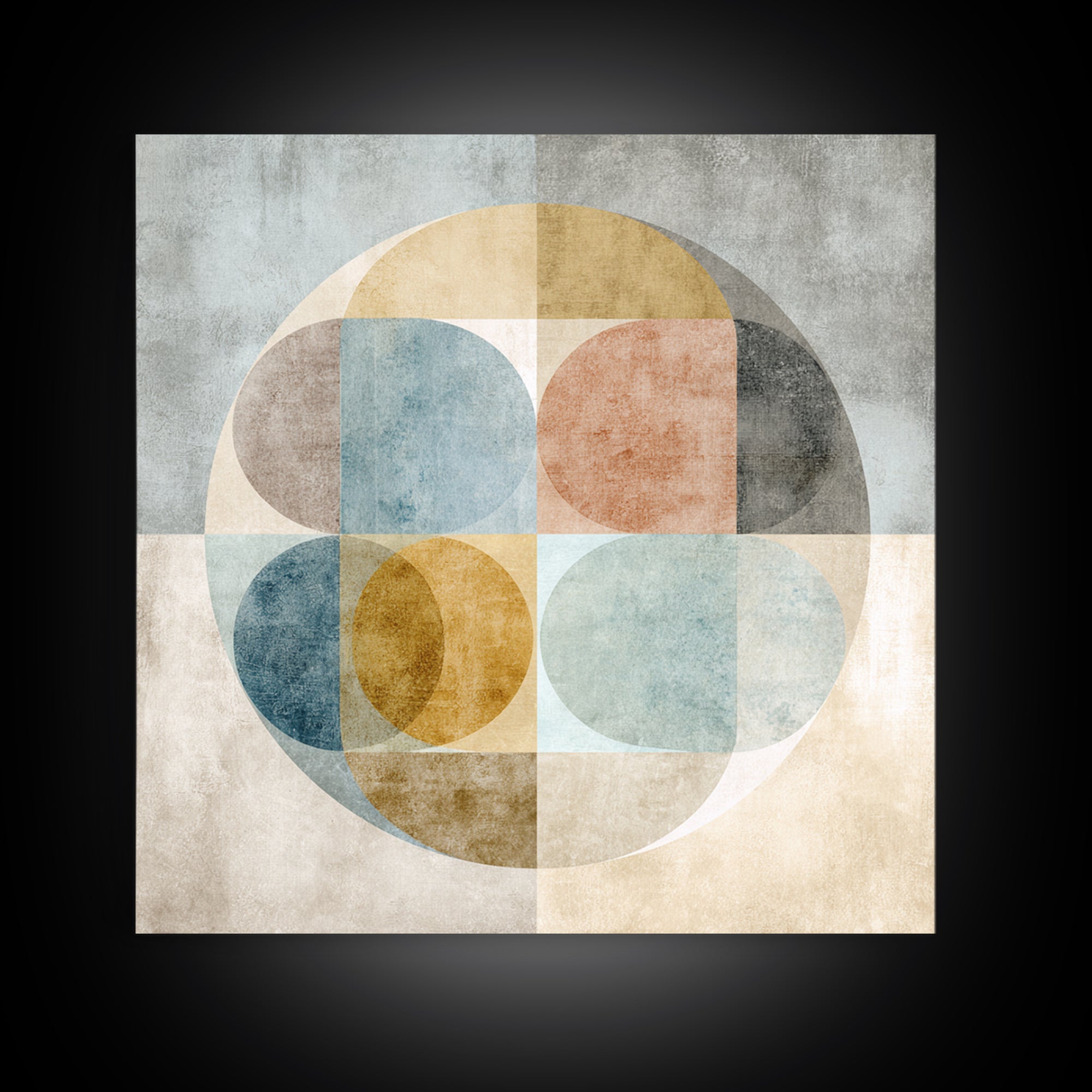 Dartboard Circular Color Composition Framed Canvas Print, Basement Art, Cocktail Prints, Living Room Decor, Abstract Art, BAS-1x1-42