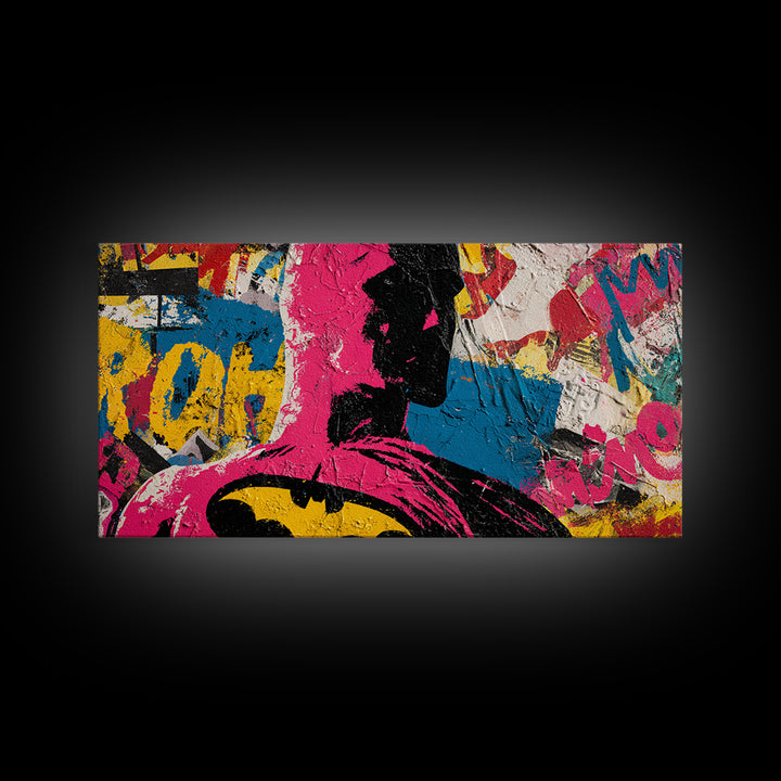 Comic Book Hero Silhouette Canvas Print, Basement Art, Classroom Decor, Living Room Decor, Retreat, Aesthetic Wall Art, BAS-2x1-31