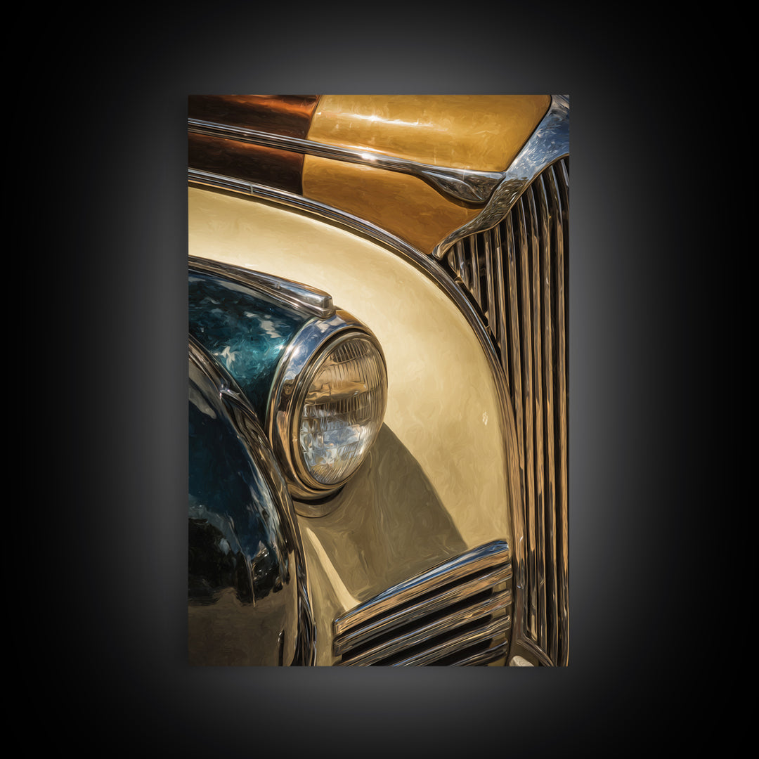 Classic Car Front Grill Closeup Canvas Print, Basement Art, Minimalist Decor, Living Room Decor, Retreat, Western Decor, BAS-2x3-54