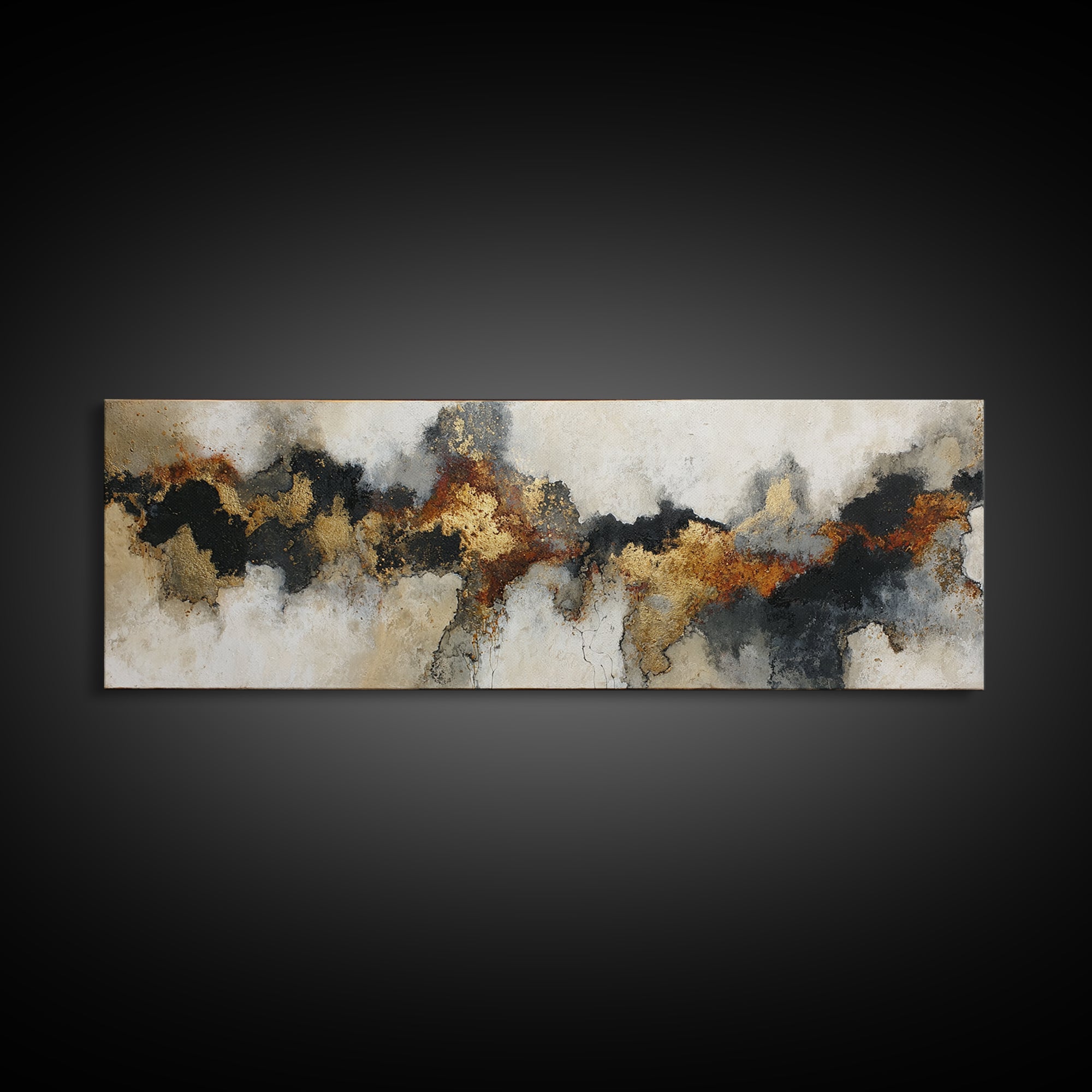 Moody Abstract Flames and Smoke Composition Canvas Print, Basement Art, Gallery Decor, Living Room Decor, Fine Art, Retreat, BAS-3x1-40