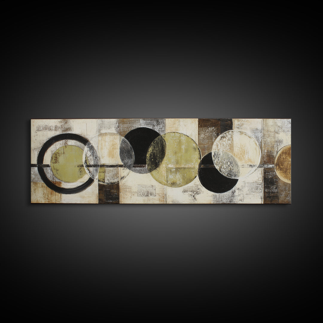 Vinyl Record and Headphones on Worn Wood Framed Canvas Print, Basement Art, Rustic Decor, Living Room Decor, Fine Art, Retreat, BAS-3x1-73