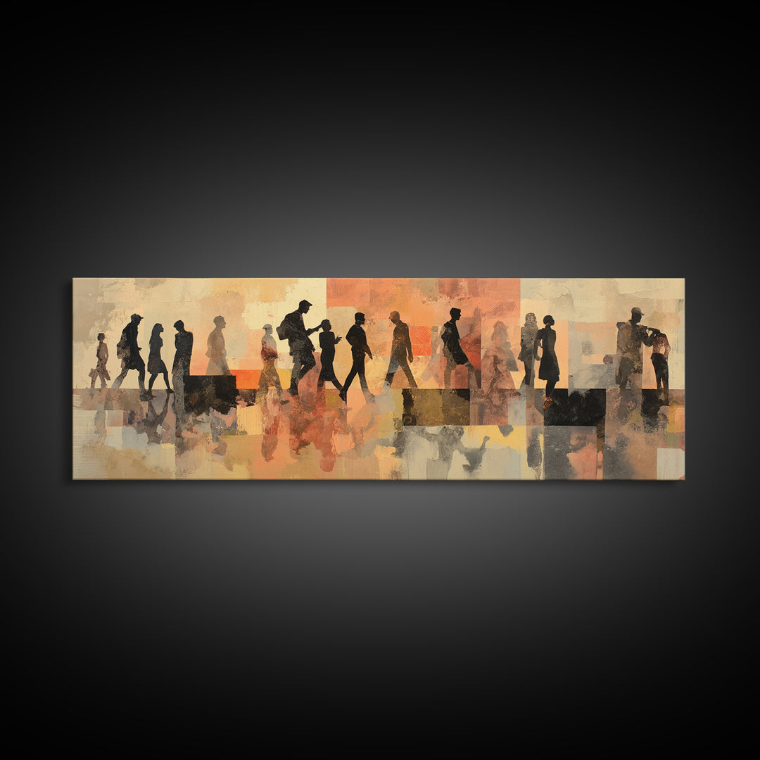 Large Monochrome Sports Action Figure Silhouette Canvas Print, Basement Art, Rustic Wall Art, Living Room Decor, Oil Painting, BAS-3x1-8