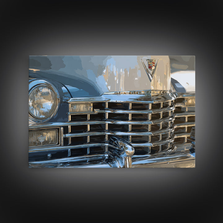 Classic Car Front Grill Closeup Framed Canvas Print, Basement Art, Canvas, Living Room Decor, Fine Art, Retreat, Bar Art, BAS-3x2-2