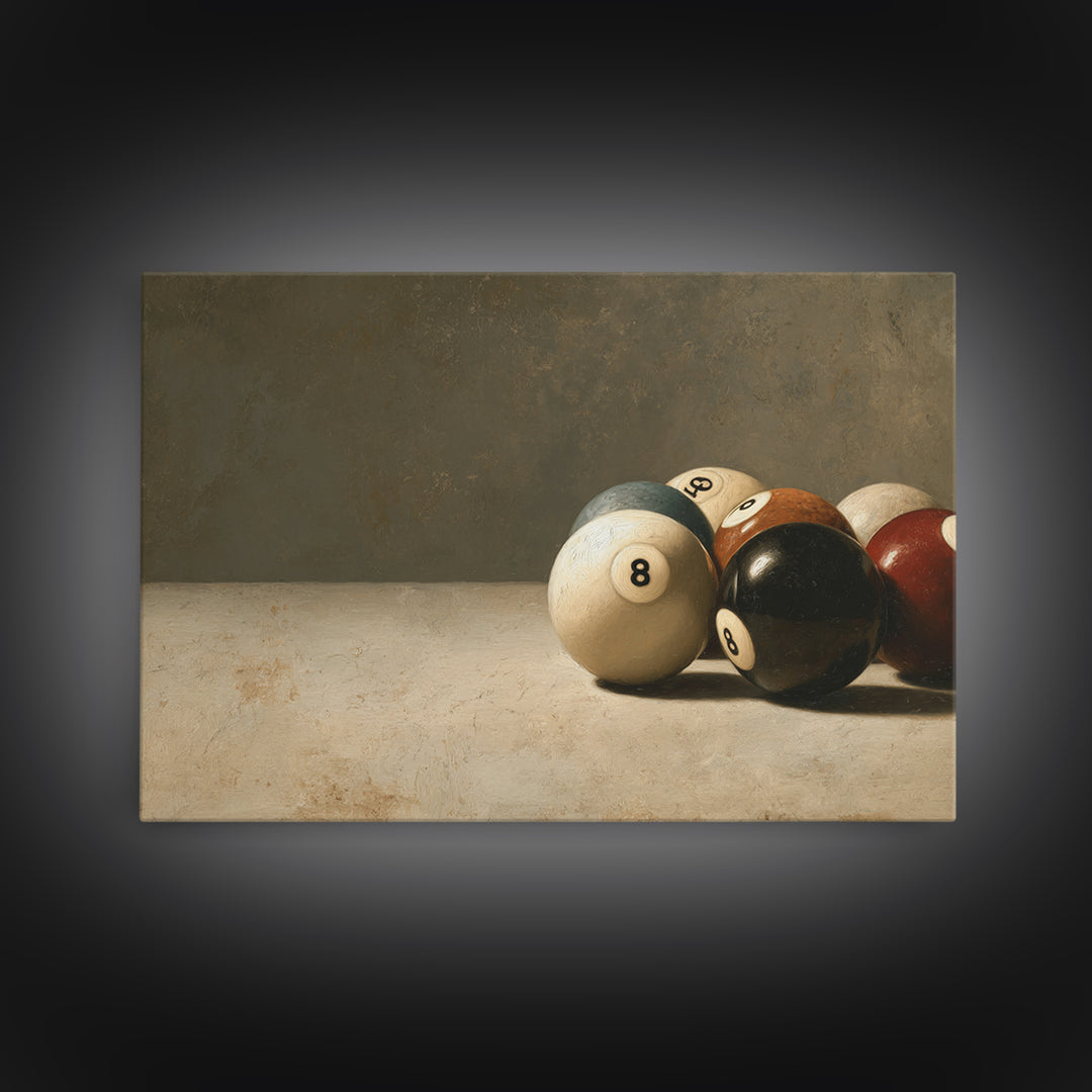 Bold Billiards Eight Ball Composition Canvas Print, Basement Art, Digital Art Download, Living Room Decor, Fine Art, Retreat, BAS-3x2-32