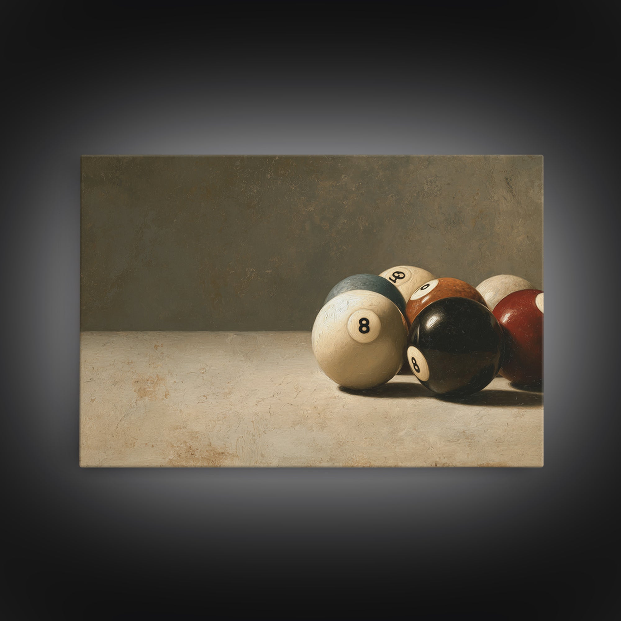 Bold Billiards Eight Ball Composition Canvas Print, Basement Art, Digital Art Download, Living Room Decor, Fine Art, Retreat, BAS-3x2-32