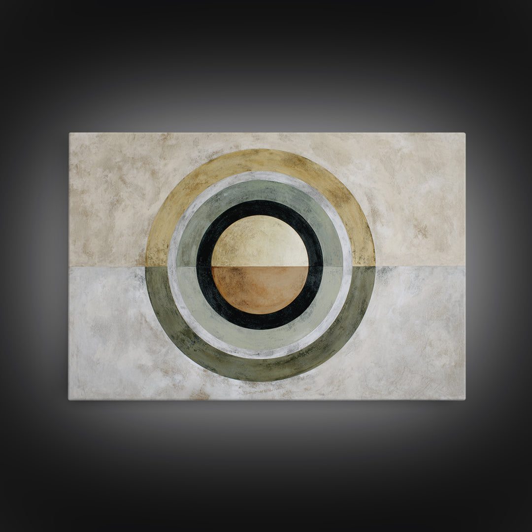 Dartboard Circular Color Composition Framed Canvas Print, Basement Art, Custom Wall Art, Living Room Decor, Fine Art, Retreat, BAS-3x2-70