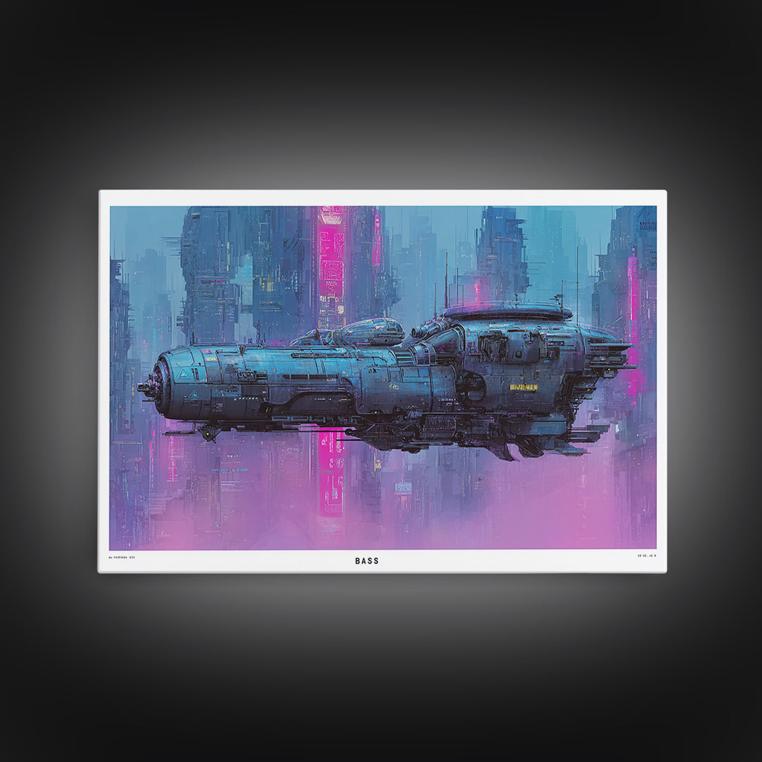 Retro Sci Fi Spaceship Poster for Entertainment Canvas Print, Basement Art, First Home Gift, Living Room Decor, Retreat, BAS-3x2-93