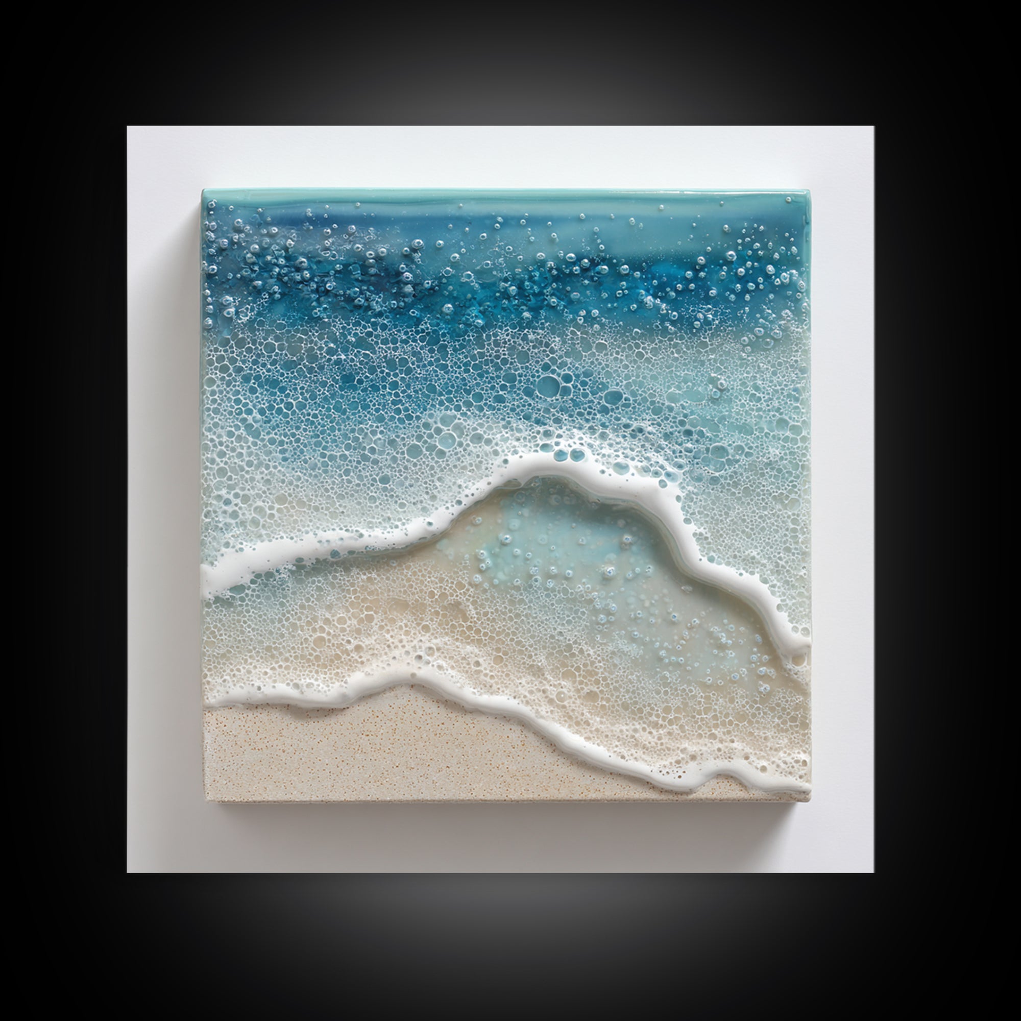 Calming Blue Ocean Wave Study Framed Canvas Print, Bathroom Art, Retro Wall Art, Bathroom Decor, Fine Art, Spa, Modern Decor, BAT-1x1-1