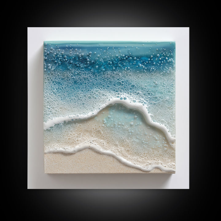 Calming Blue Ocean Wave Study Framed Canvas Print, Bathroom Art, Retro Wall Art, Bathroom Decor, Fine Art, Spa, Modern Decor, BAT-1x1-1