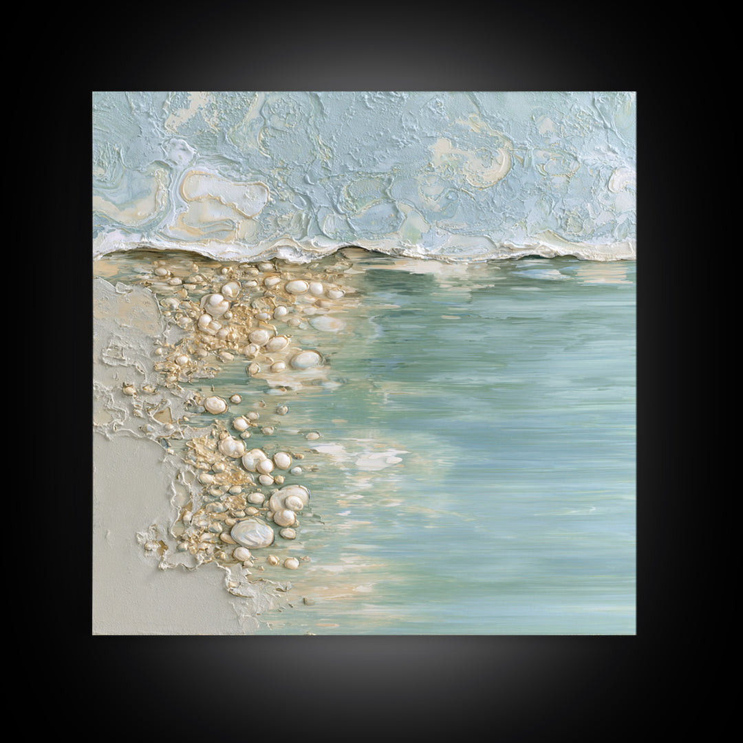 Oyster Shell Study Canvas Print, Bathroom Art, Canvas Wall Art, Bathroom Decor, Oil Painting, Spa, Bathroom Wallpaper, BAT-1x1-22