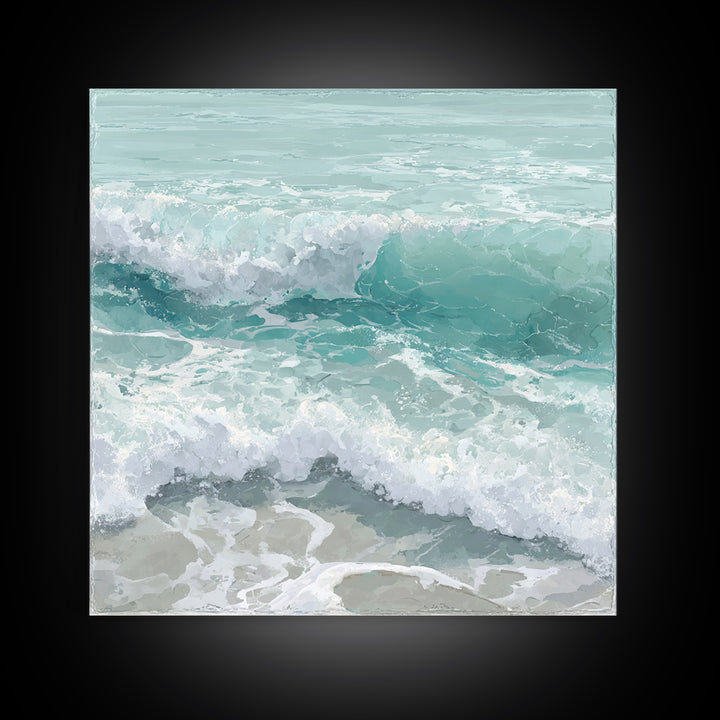 Calming Blue Ocean Wave Study Canvas Print, Bathroom Art, Funny Bathroom Art, Bathroom Decor, Fine Art, Spa, Art Print, BAT-1x1-25