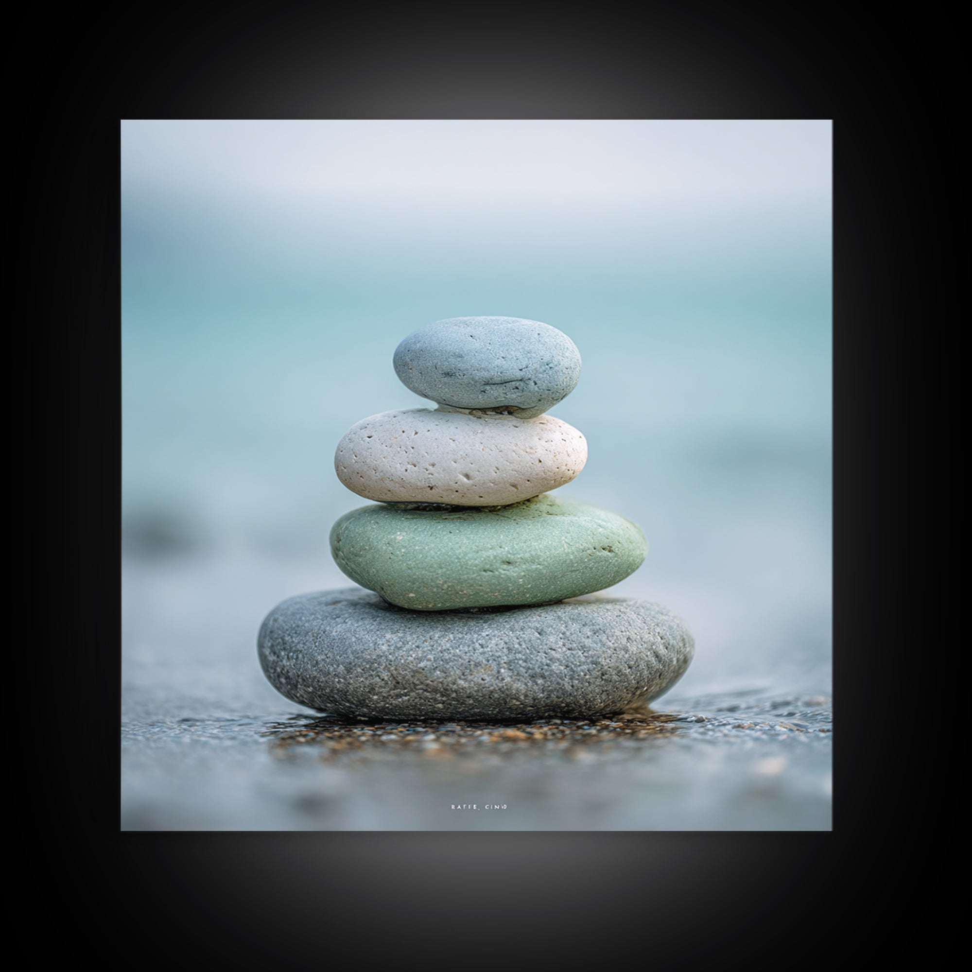 Monochrome Pebble Stack Framed Canvas Print, Bathroom Art, Bathroom Art Decor, Bathroom Decor, Oil Painting, Spa, Boho Decor, BAT-1x1-37