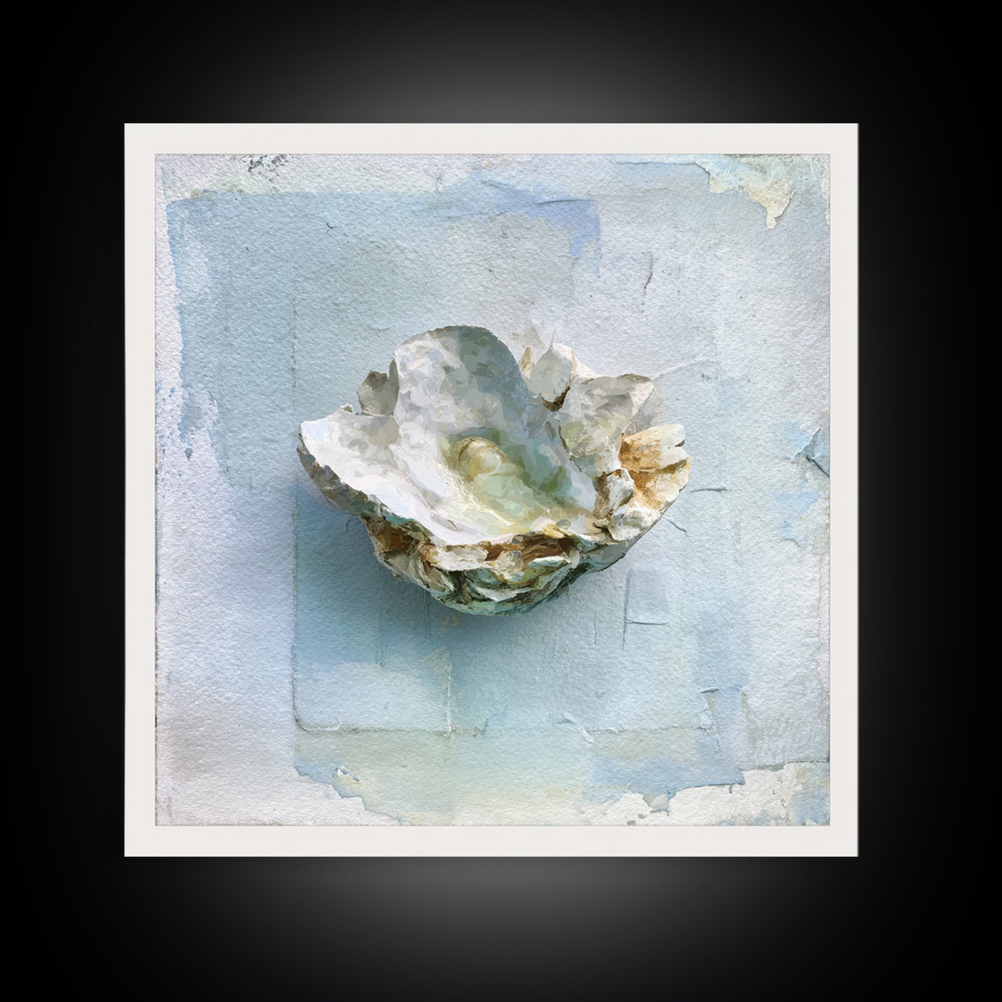 Oyster Shell Study Framed Canvas Print, Bathroom Art, Modern Wall Art, Bathroom Decor, Fine Art, Spa, Wall Decor, Neutral Decor, BAT-1x1-46