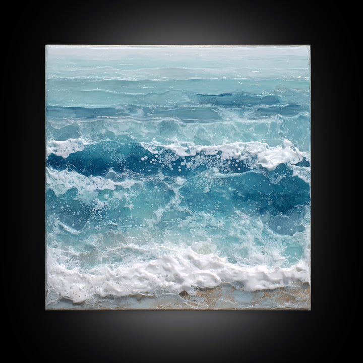 Calming Blue Ocean Wave Study Canvas Print, Bathroom Art, Funny Bathroom Art, Bathroom Decor, Fine Art, Spa, Art Print, BAT-1x1-49