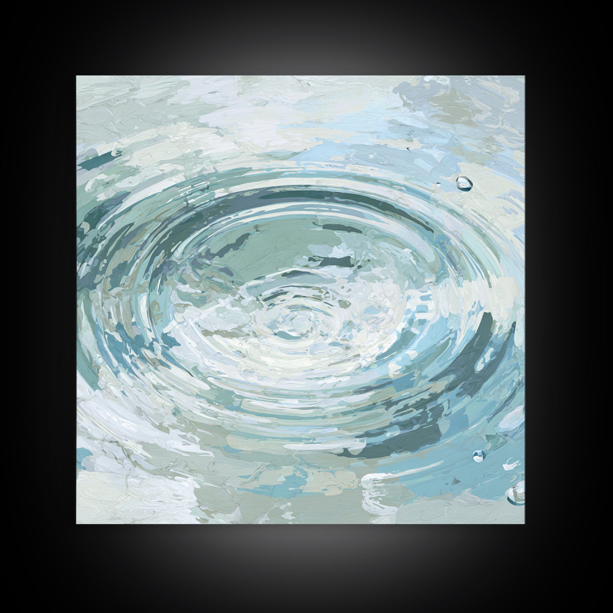Abstract Water Ripples Framed Canvas Print, Bathroom Art, Halloween Art, Bathroom Decor, Abstract Art, Spa, Textured Painting, BAT-1x1-53