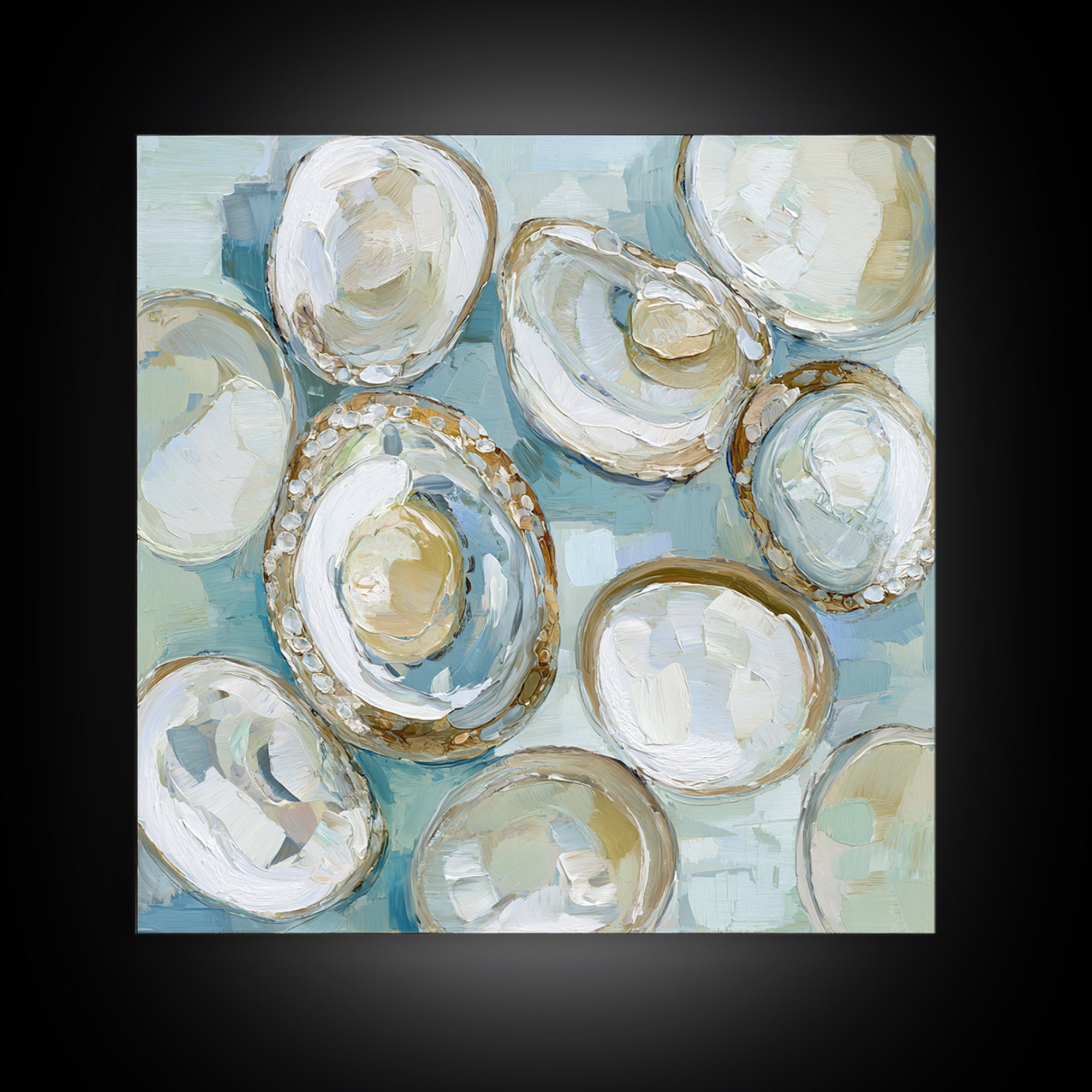 Oyster Shell Study Framed Canvas Print, Bathroom Art, Modern Wall Art, Bathroom Decor, Fine Art, Spa, Wall Decor, Neutral Decor, BAT-1x1-70