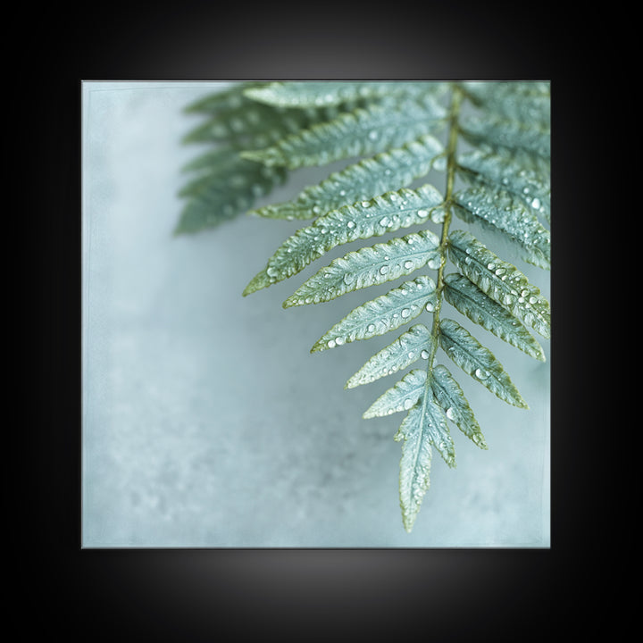 Green Fern Frond Closeup Canvas Print, Bathroom Art, Halloween Art, Bathroom Decor, Oil Painting, Spa, Textured Painting, BAT-1x1-82
