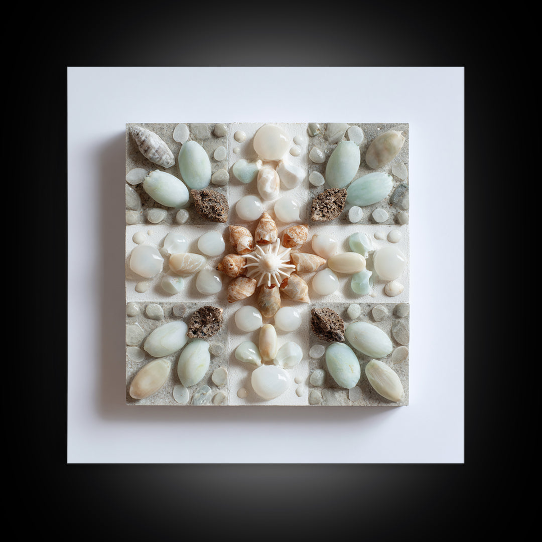 Coral and Shell Arrangement Framed Canvas Print, Bathroom Art, Neutral Decor, Bathroom Decor, Fine Art, Spa, Wall Art, BAT-1x1-83