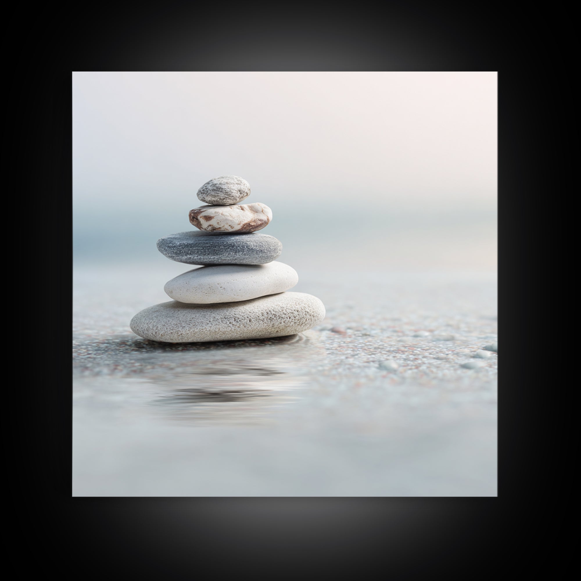 Monochrome Pebble Stack Canvas Print, Bathroom Art, Bathroom Print, Bathroom Decor, Fine Art, Spa, Minimalist Decor, BAT-1x1-85