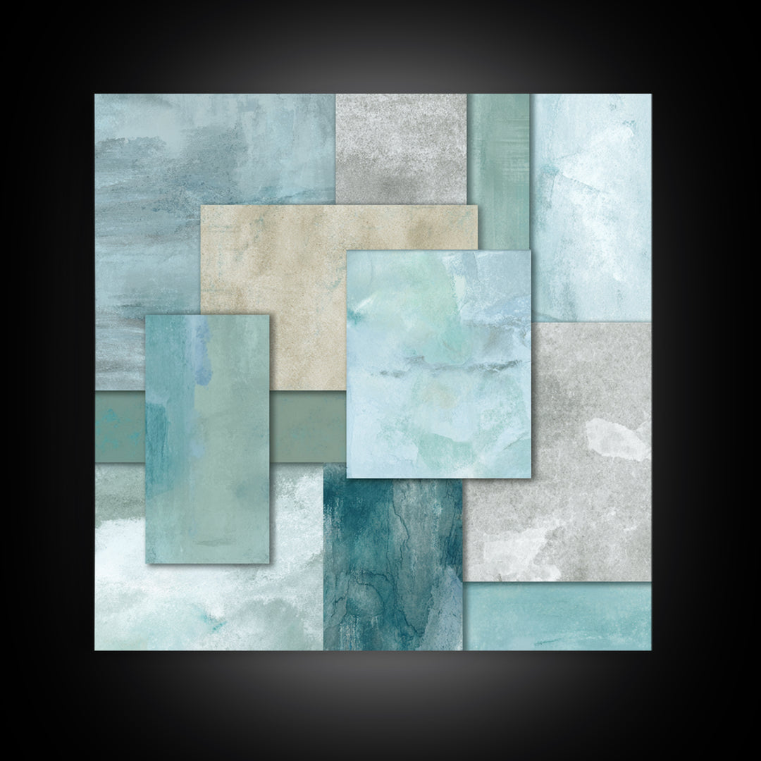 Clean Geometric Forms Framed Canvas Print, Bathroom Art, Wall Decor, Bathroom Decor, Abstract Art, Spa, Contemporary Art, BAT-1x1-93