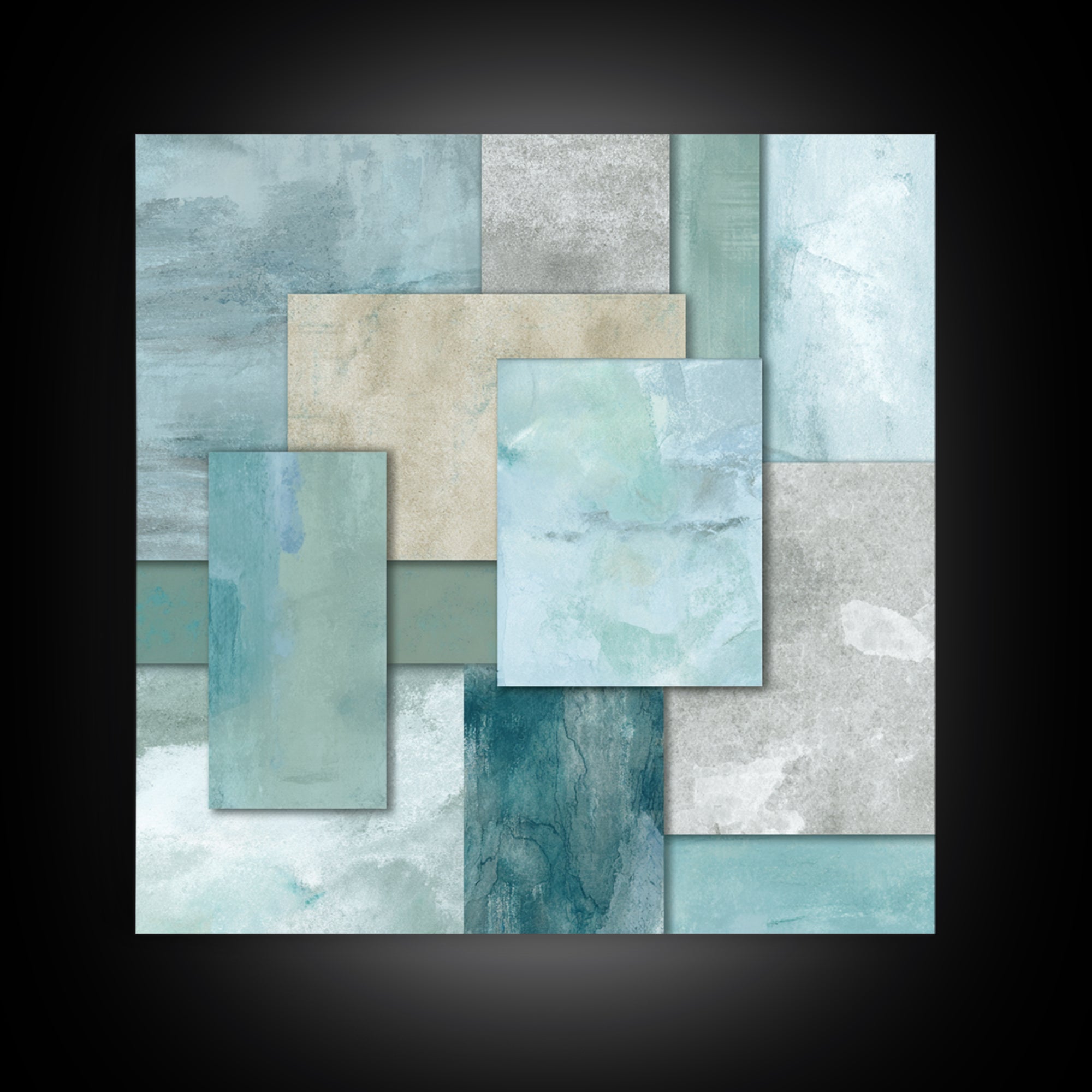 Clean Geometric Forms Framed Canvas Print, Bathroom Art, Wall Decor, Bathroom Decor, Abstract Art, Spa, Contemporary Art, BAT-1x1-93