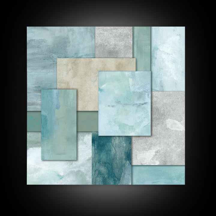 Clean Geometric Forms Framed Canvas Print, Bathroom Art, Wall Decor, Bathroom Decor, Abstract Art, Spa, Contemporary Art, BAT-1x1-93