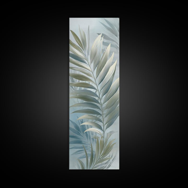 Simple Palm Frond on Off White Linen Canvas Print, Bathroom Art, Bathroom Wall Art, Bathroom Decor, Spa, Retro Wall Art, BAT-1x3-11