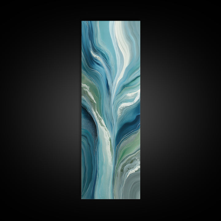 Calming Blue Ocean Wave Study Canvas Print, Bathroom Art, Halloween Art, Bathroom Decor, Oil Painting, Spa, Textured Painting, BAT-1x3-13