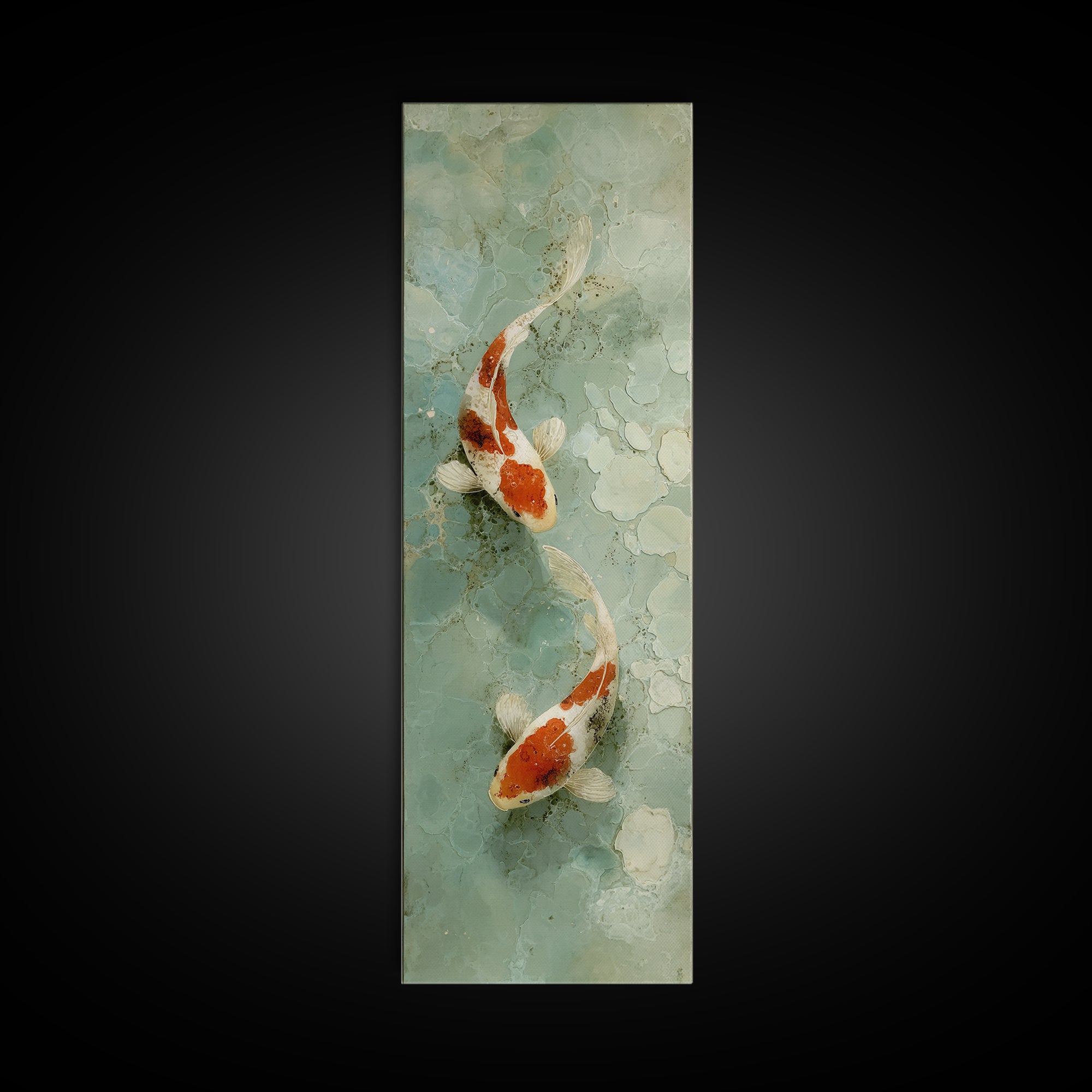 Minimal Koi Fish Swimming Through Clear Water Framed Canvas Print, Bathroom Art, Bathroom Print, Bathroom Decor, Fine Art, Spa, BAT-1x3-20