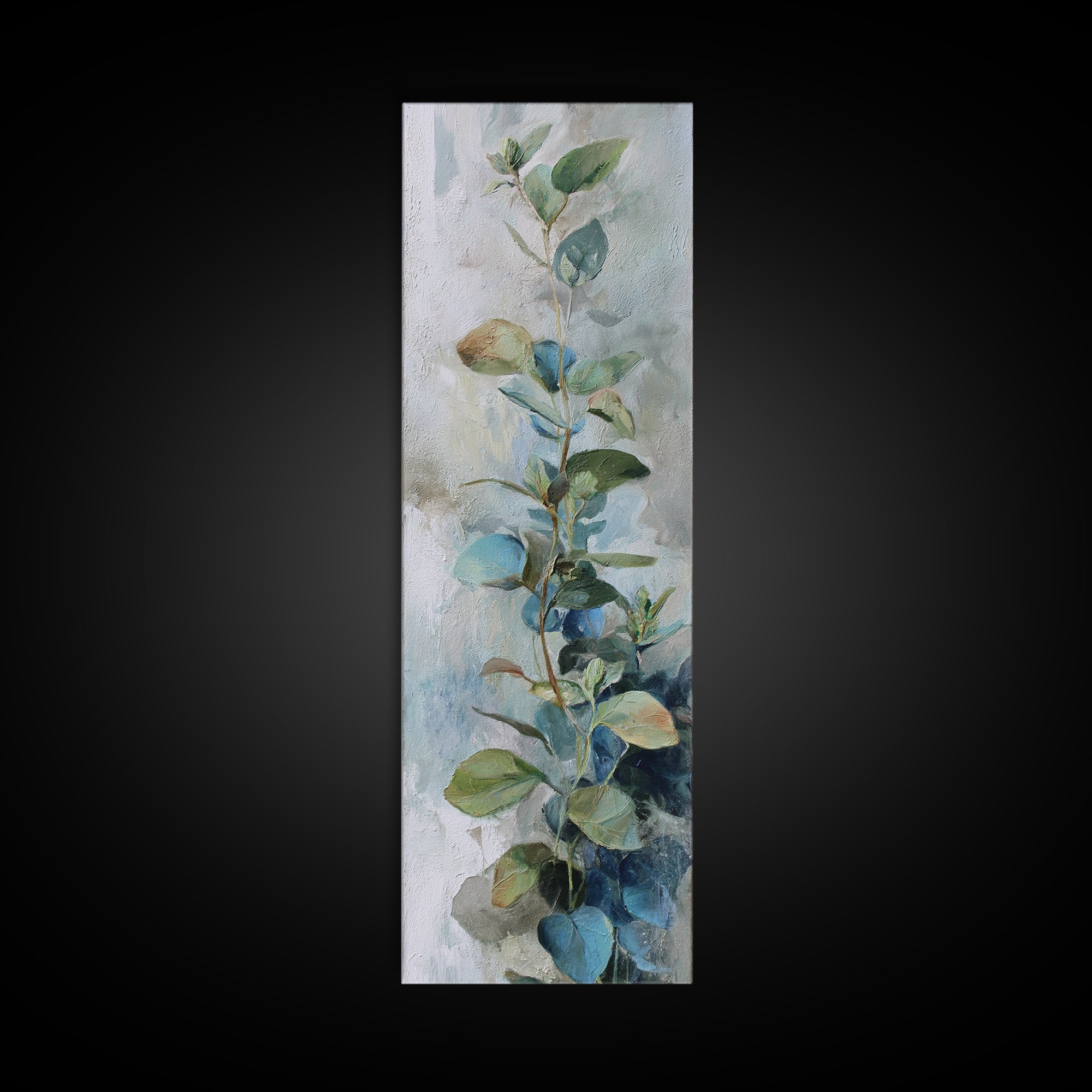 Sunlit Window Plant Shadow on Plaster Framed Canvas Print, Bathroom Art, Modern Wall Art, Bathroom Decor, Oil Painting, Spa, BAT-1x3-30