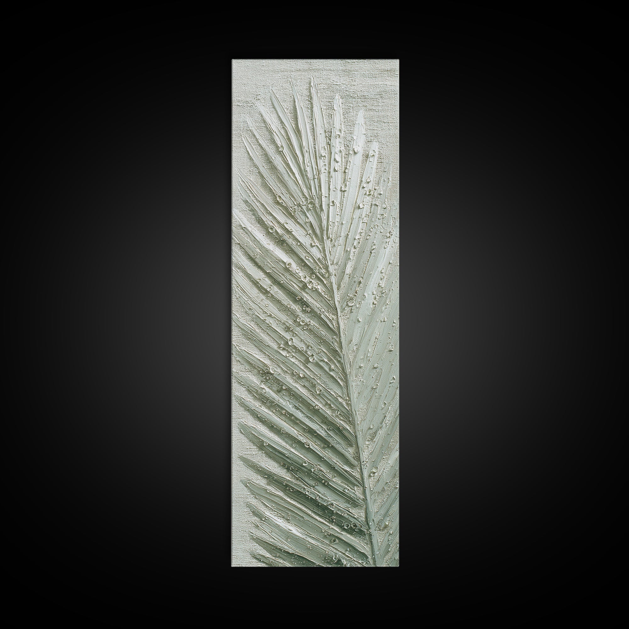 Simple Palm Frond on Off White Linen Canvas Print, Bathroom Art, Fine Art Print, Bathroom Decor, Abstract Art, Spa, Poster, BAT-1x3-35