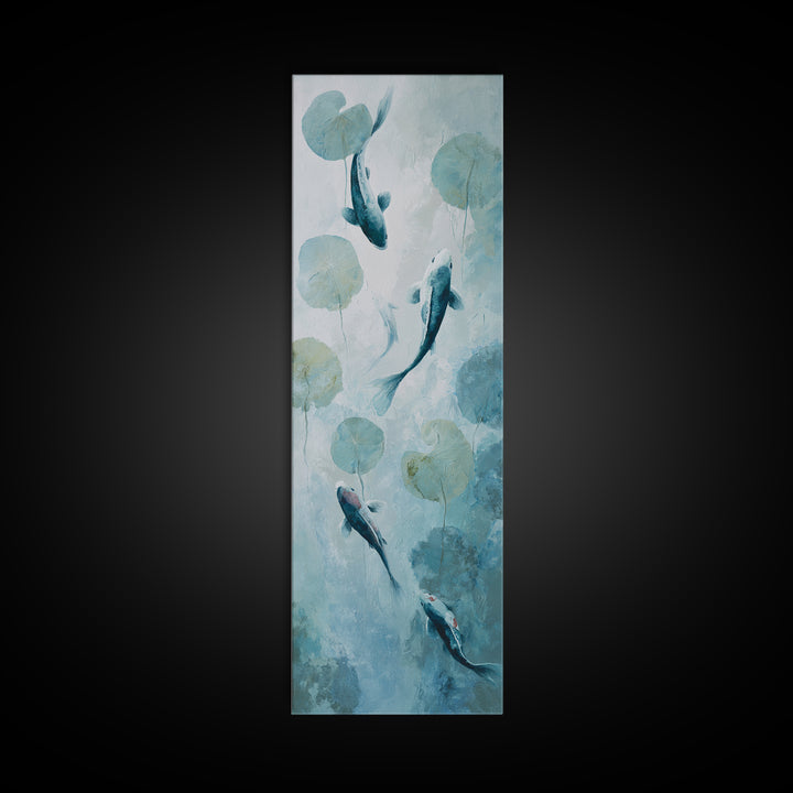Minimal Koi Fish Swimming Through Clear Water Canvas Print, Bathroom Art, Statement Artwork, Bathroom Decor, Fine Art, Spa, BAT-1x3-44