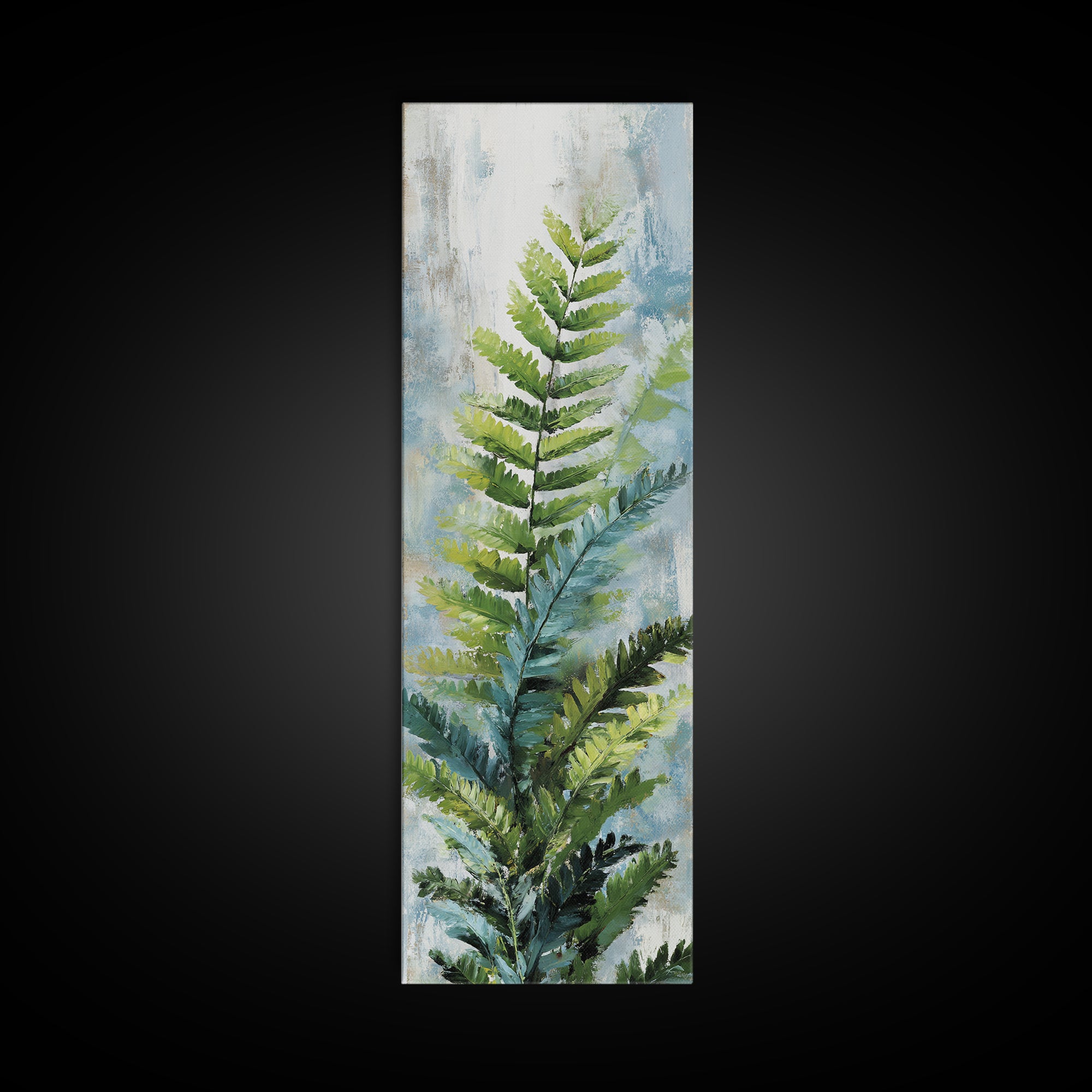 Green Fern Frond Closeup Framed Canvas Print, Bathroom Art, Modern Art, Bathroom Decor, Fine Art, Spa, Statement Artwork, BAT-1x3-46
