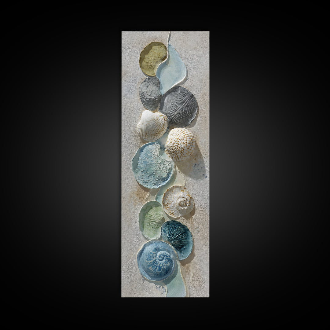 Coral and Shell Arrangement Framed Canvas Print, Bathroom Art, Minimalist Decor, Bathroom Decor, Fine Art, Spa, Wall Hanging, BAT-1x3-47