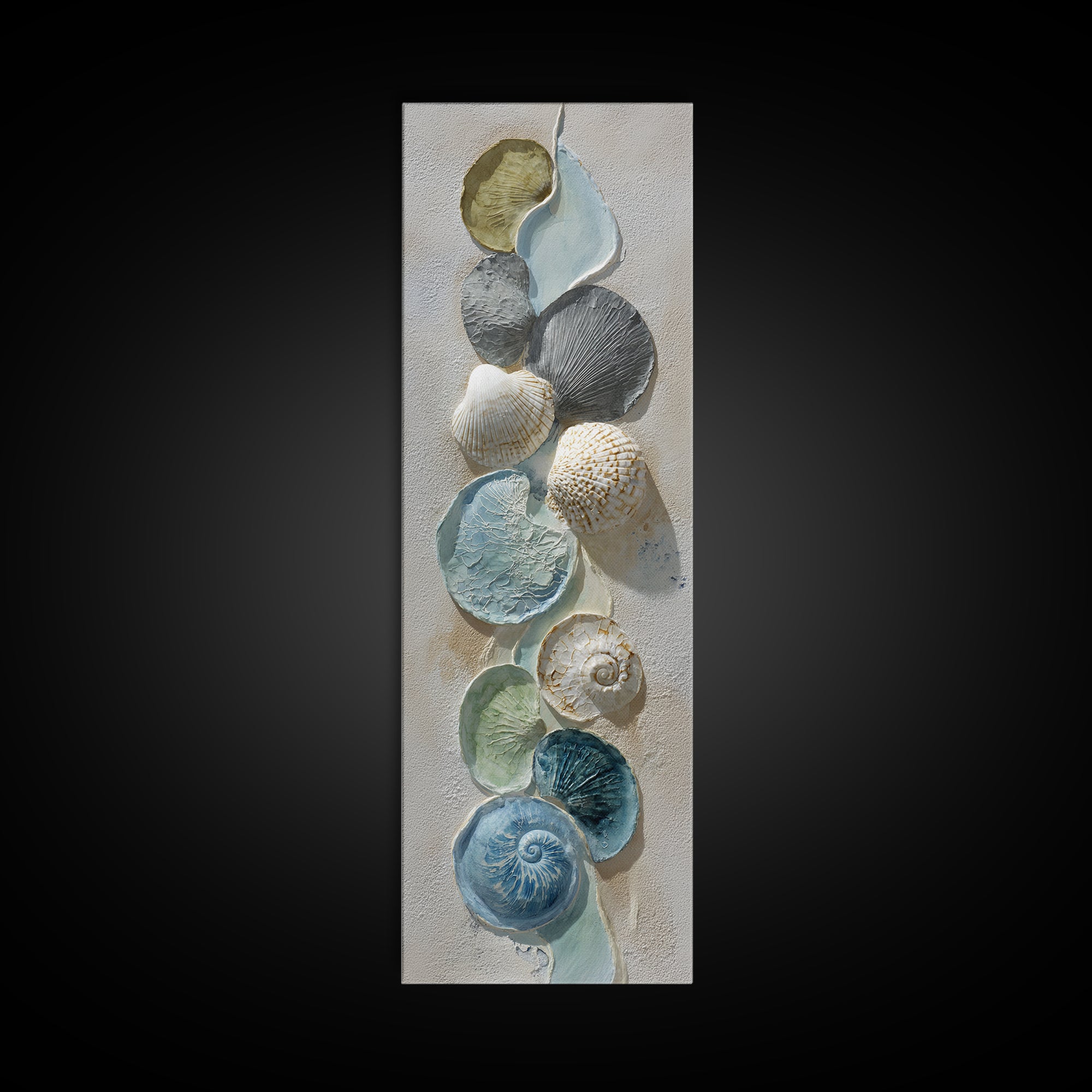 Coral and Shell Arrangement Framed Canvas Print, Bathroom Art, Minimalist Decor, Bathroom Decor, Fine Art, Spa, Wall Hanging, BAT-1x3-47