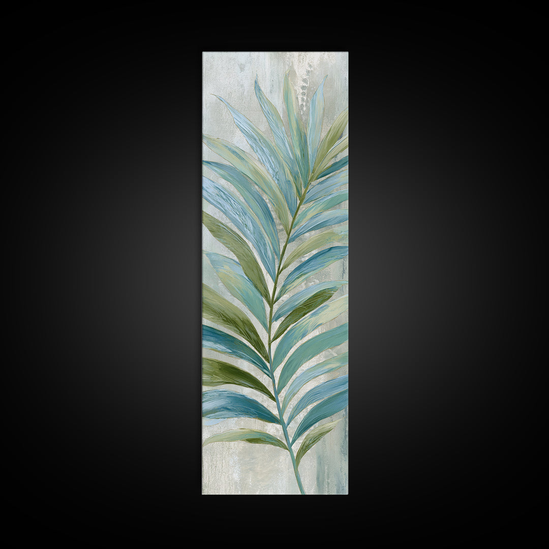 Simple Palm Frond on Off White Linen Canvas Print, Bathroom Art, Home Decor, Bathroom Decor, Fine Art, Spa, Canvas Wall Art, BAT-1x3-59