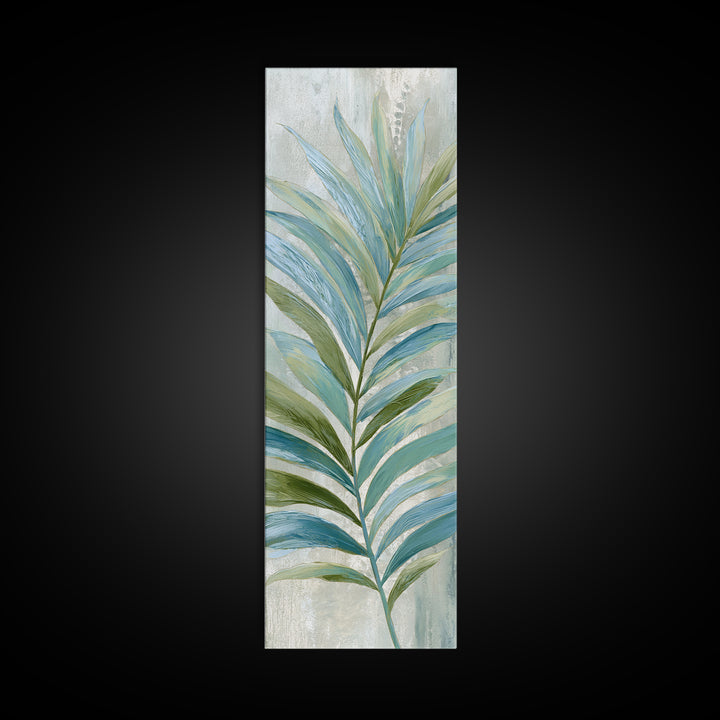 Simple Palm Frond on Off White Linen Canvas Print, Bathroom Art, Home Decor, Bathroom Decor, Fine Art, Spa, Canvas Wall Art, BAT-1x3-59