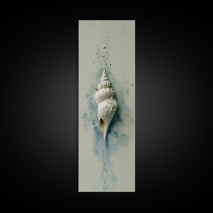 Minimal Seashell Still Life on Pale Sand Canvas Print, Bathroom Art, Custom Pet Portrait, Bathroom Decor, Oil Painting, Spa, BAT-1x3-63