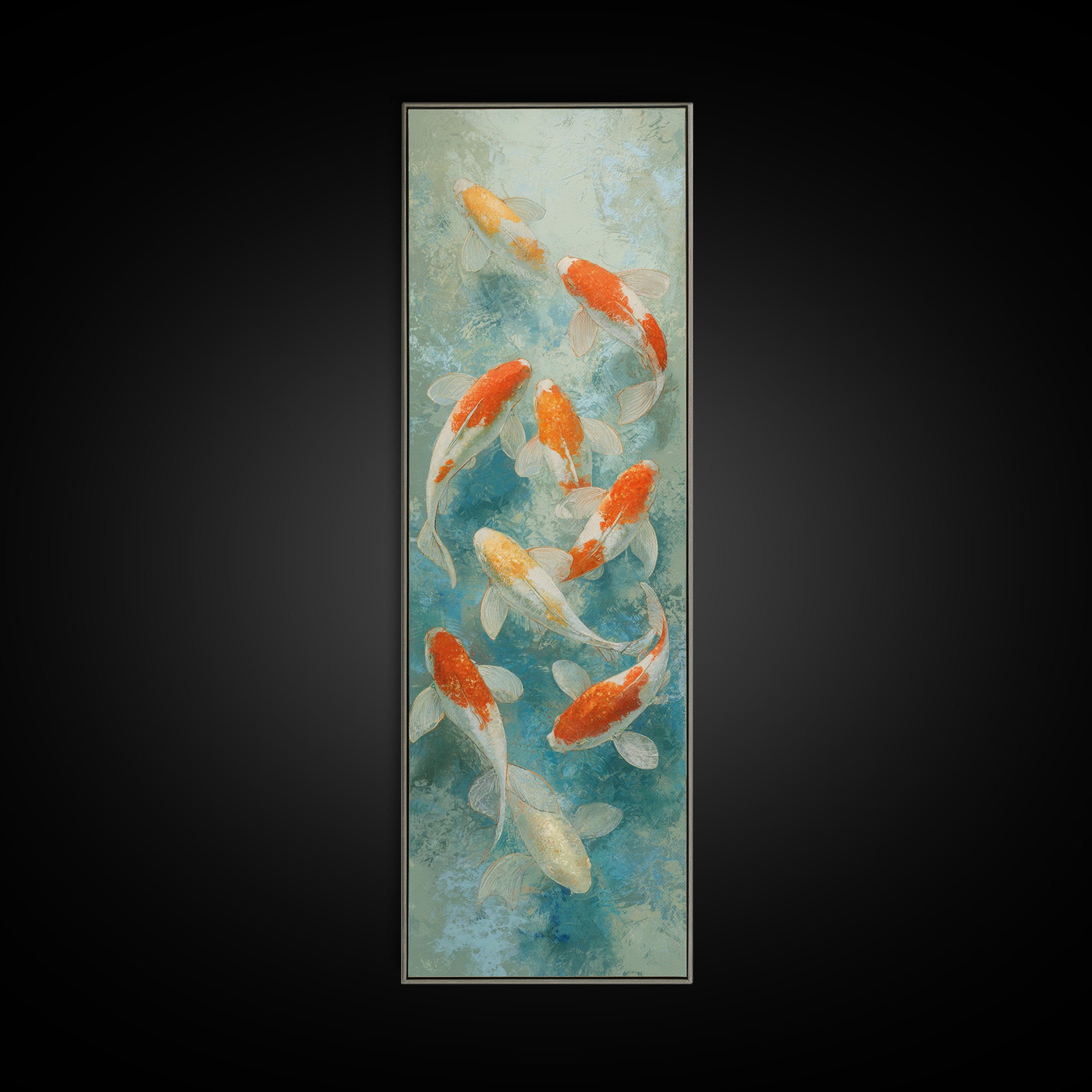 Minimal Koi Fish Swimming Through Clear Water Canvas Print, Bathroom Art, Poster, Bathroom Decor, Fine Art, Spa, Digital Print, BAT-1x3-68