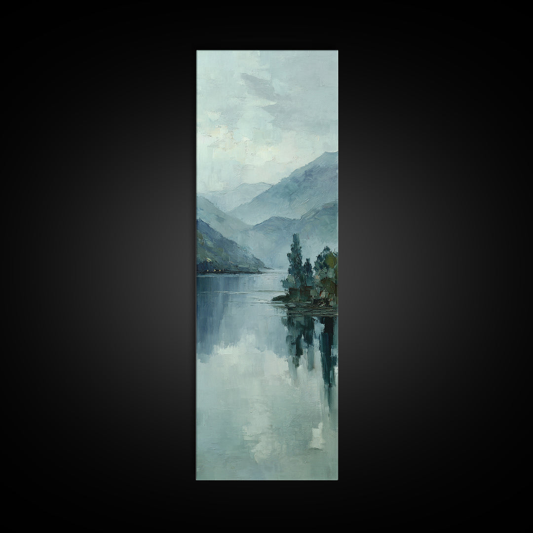 Misty Lake Scene Framed Canvas Print, Bathroom Art, Bathroom Print, Bathroom Decor, Fine Art, Spa, Minimalist Decor, BAT-1x3-69