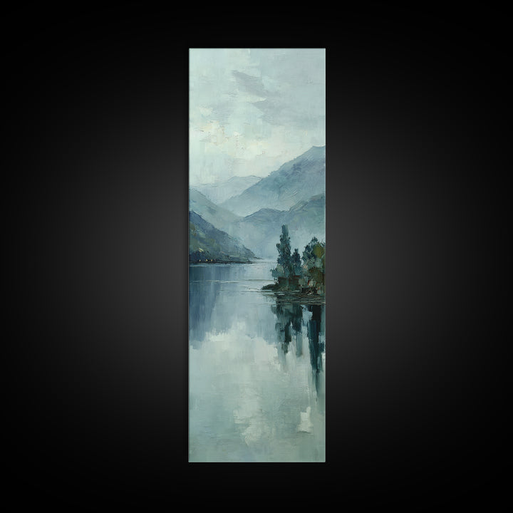 Misty Lake Scene Framed Canvas Print, Bathroom Art, Bathroom Print, Bathroom Decor, Fine Art, Spa, Minimalist Decor, BAT-1x3-69