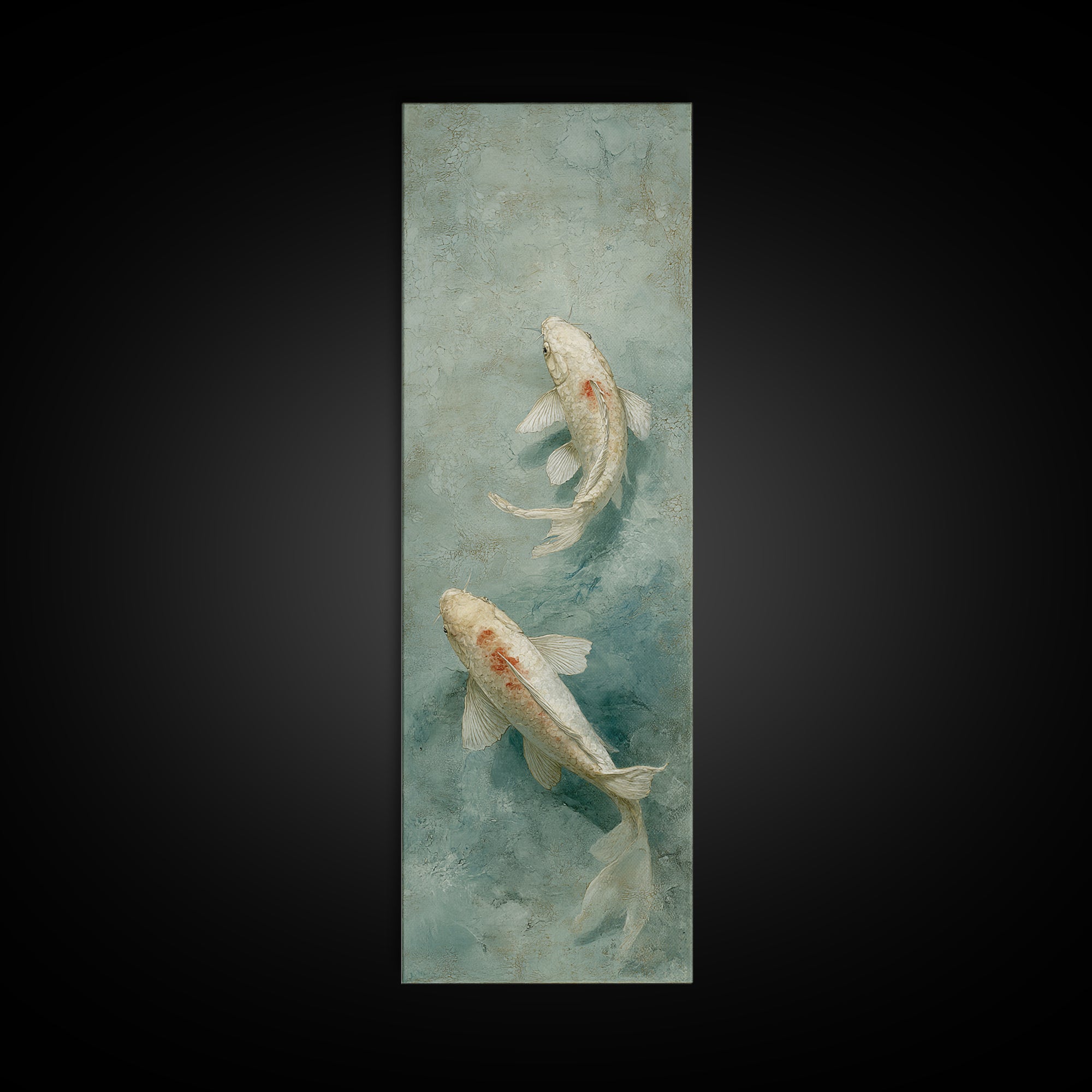 Minimal Koi Fish Swimming Through Clear Water Framed Canvas Print, Bathroom Art, Custom Pet Portrait, Bathroom Decor, Spa, BAT-1x3-92