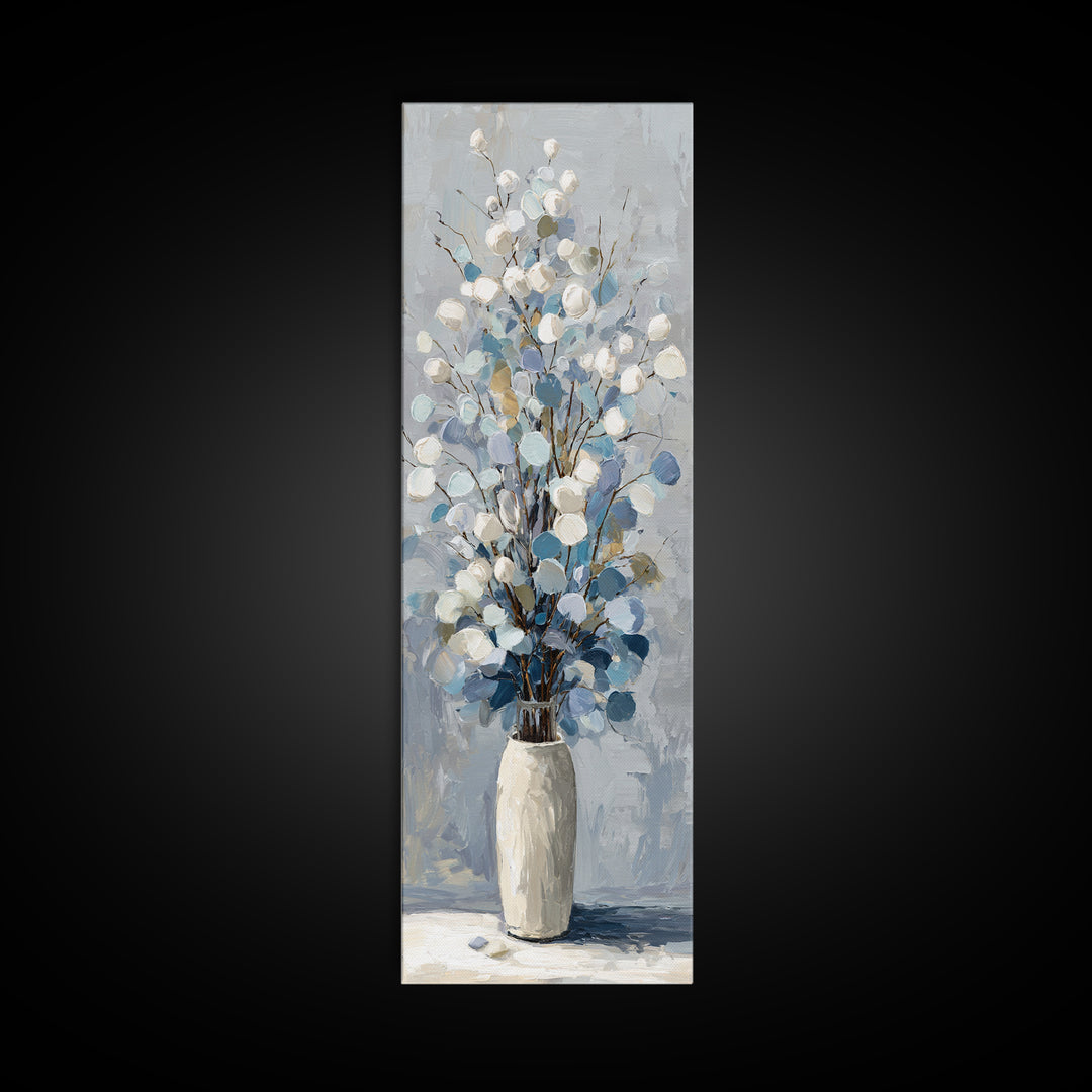 Lavender Sprigs in a Ceramic Vase Framed Canvas Print, Bathroom Art, Bathroom Wall Art, Bathroom Decor, Abstract Art, Spa, BAT-1x3-96