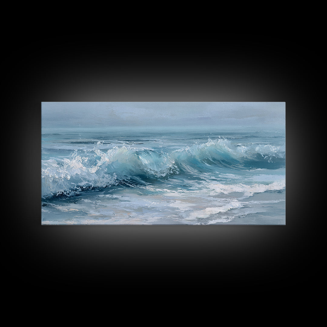 Calming Blue Ocean Wave Study Canvas Print, Bathroom Art, Luxury Decor, Bathroom Decor, Fine Art, Spa, Digital Wall Art, BAT-2x1-21